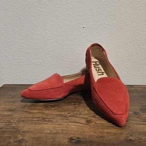 Hush Puppies Red Suede Loafers, 7.5 WIDE